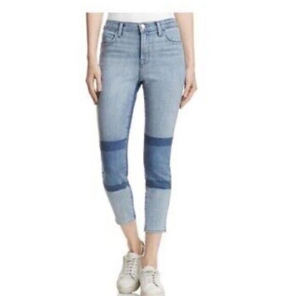J Brand Skinny High Rise Alana Soho Crop Ankle Colorblock Stretch Denim Jeans 26 - Picture 1 of 12